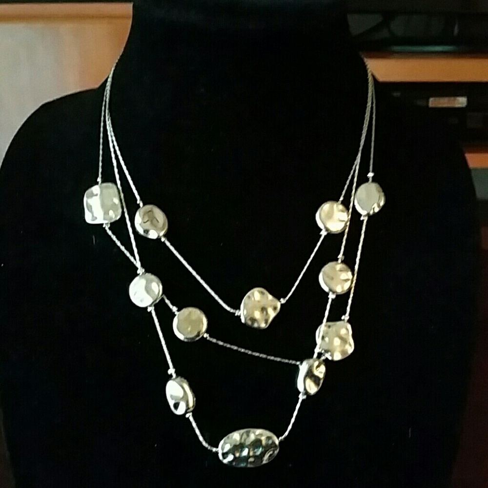Three-tier Metal Silver Necklace